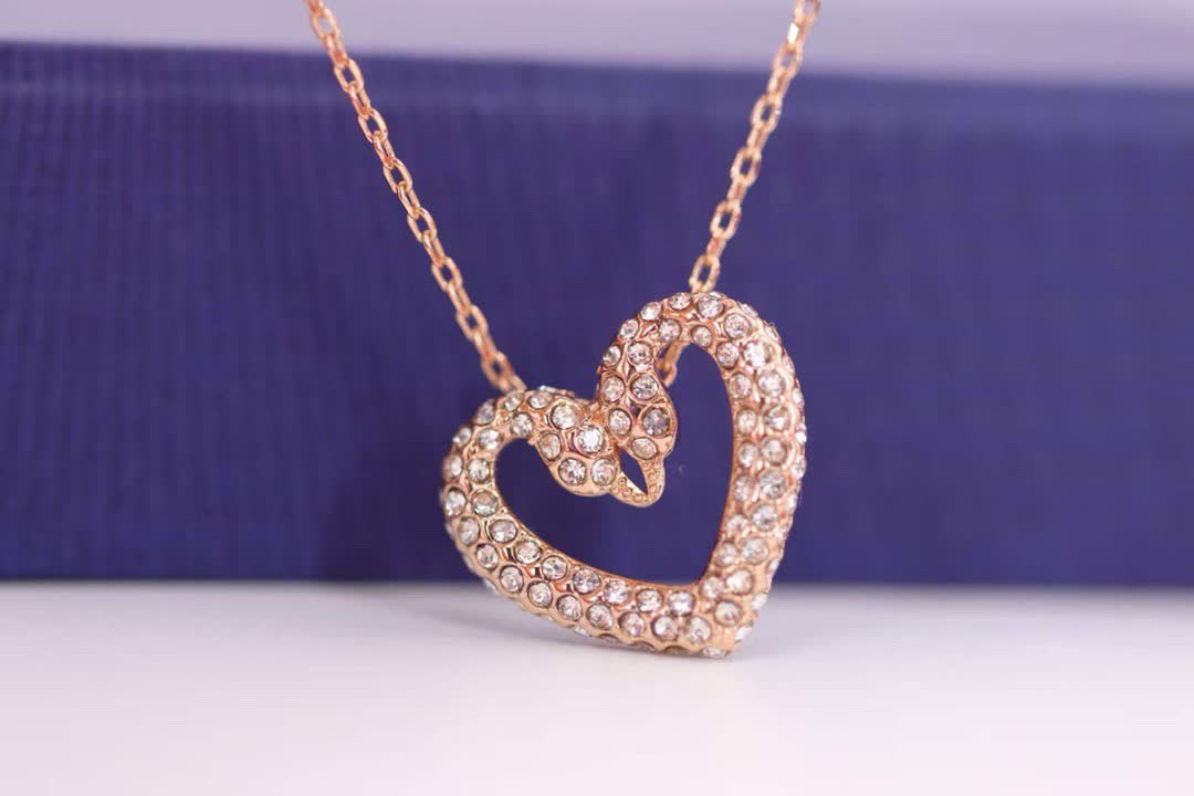 Swarovski Rose Gold Heart Pendant with Crystals