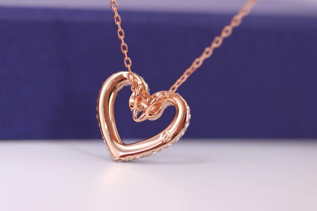 Swarovski Rose Gold Heart Pendant with Crystals