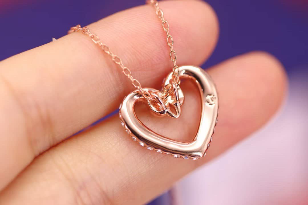 Swarovski Rose Gold Heart Pendant with Crystals