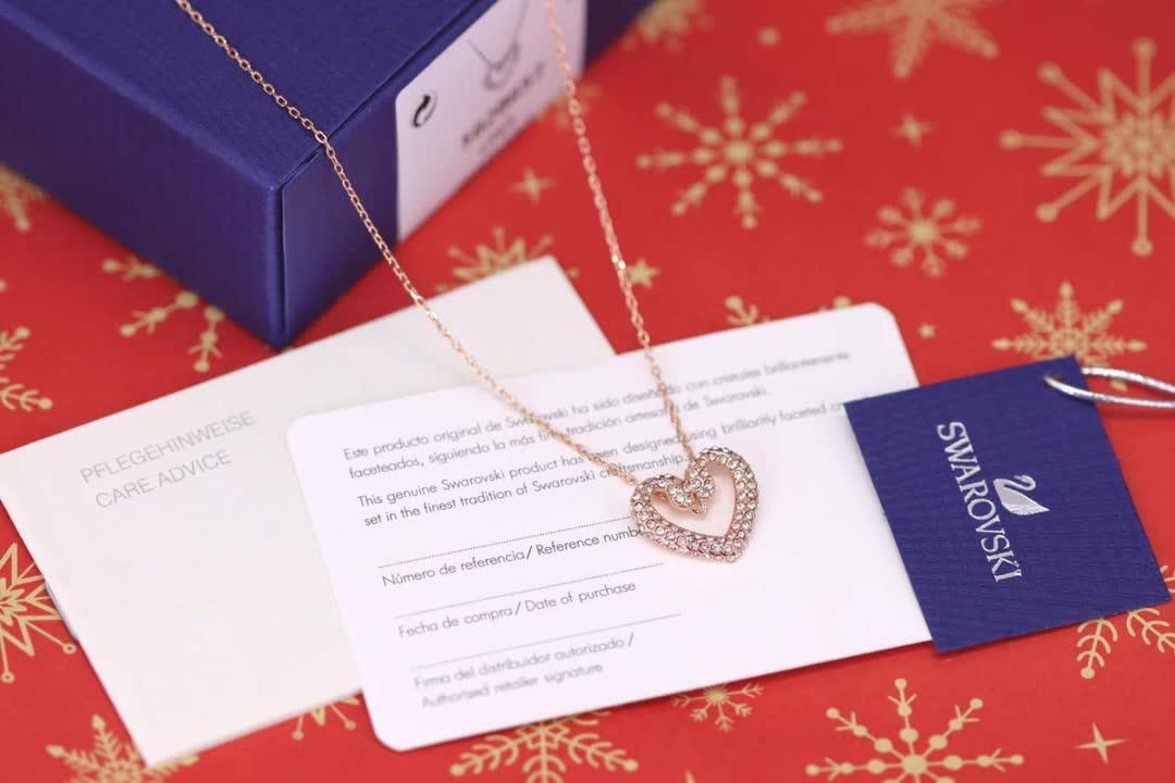 Swarovski Rose Gold Heart Pendant with Crystals