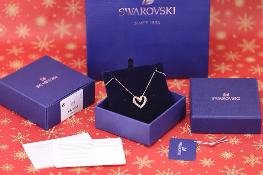 Swarovski Rose Gold Heart Pendant with Crystals