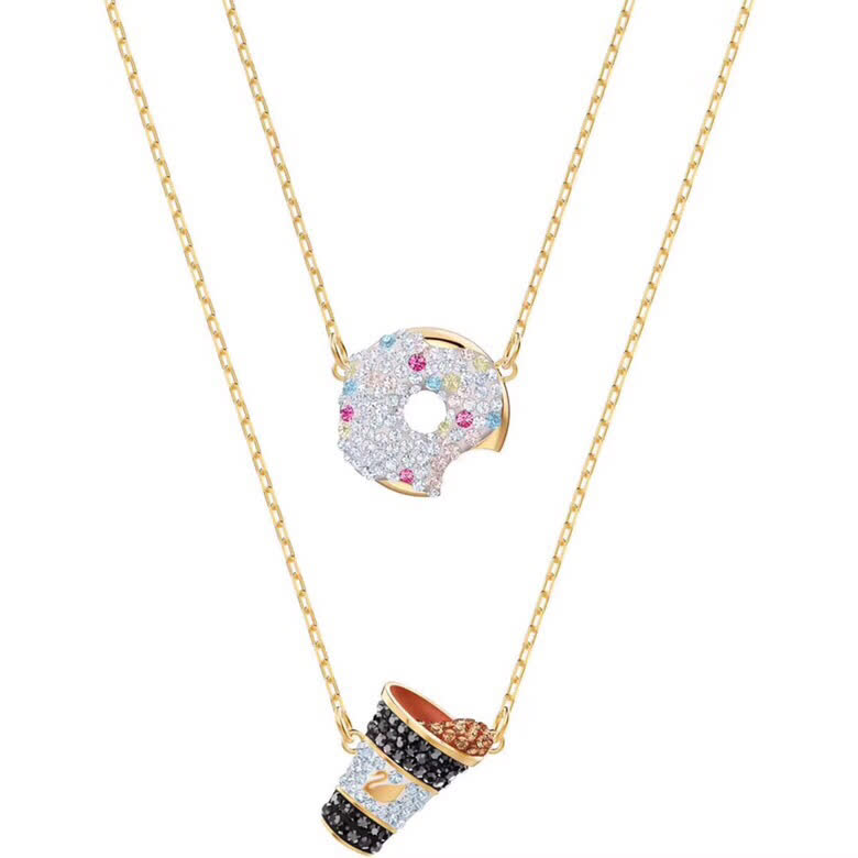 SWAROVSKI® Donut & Coffee Cup Double Layer Necklace
