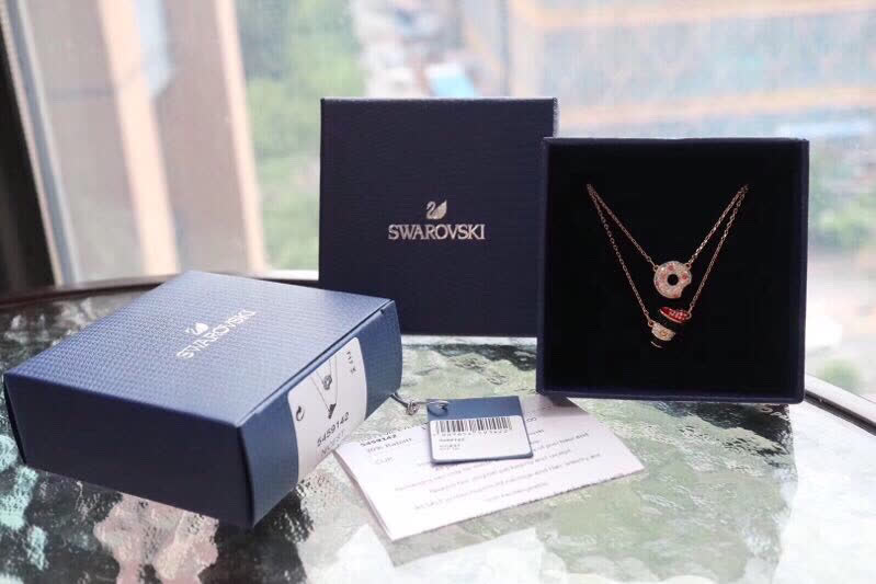 SWAROVSKI® Donut & Coffee Cup Double Layer Necklace
