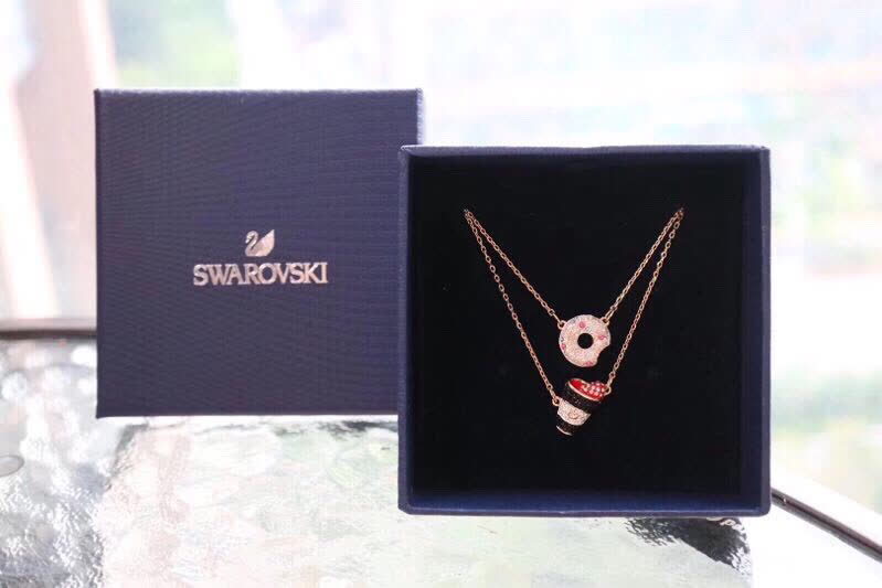SWAROVSKI® Donut & Coffee Cup Double Layer Necklace