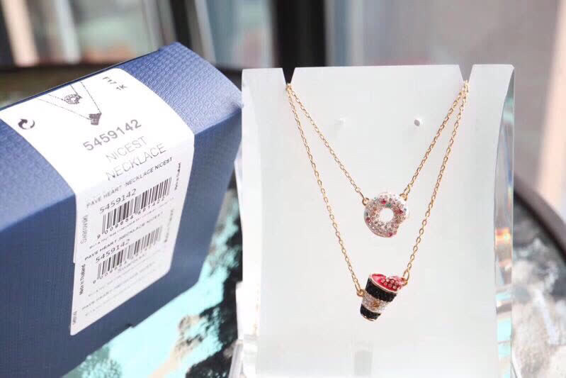 SWAROVSKI® Donut & Coffee Cup Double Layer Necklace