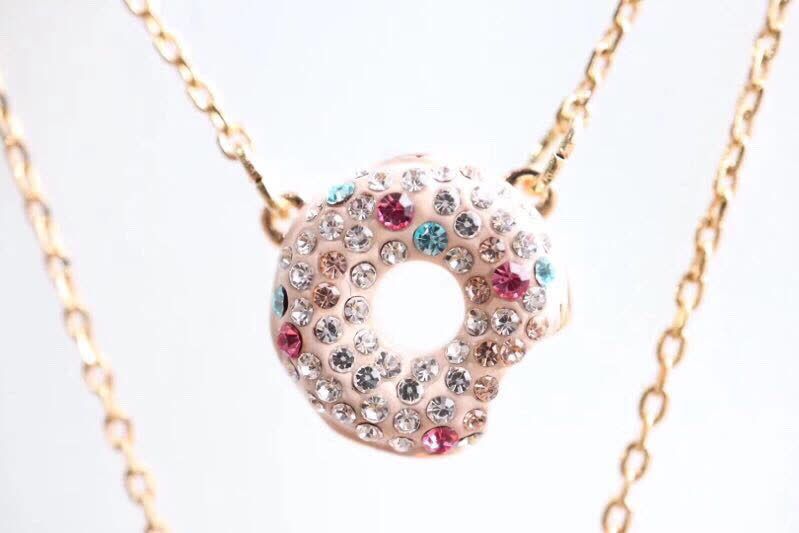 SWAROVSKI® Donut & Coffee Cup Double Layer Necklace