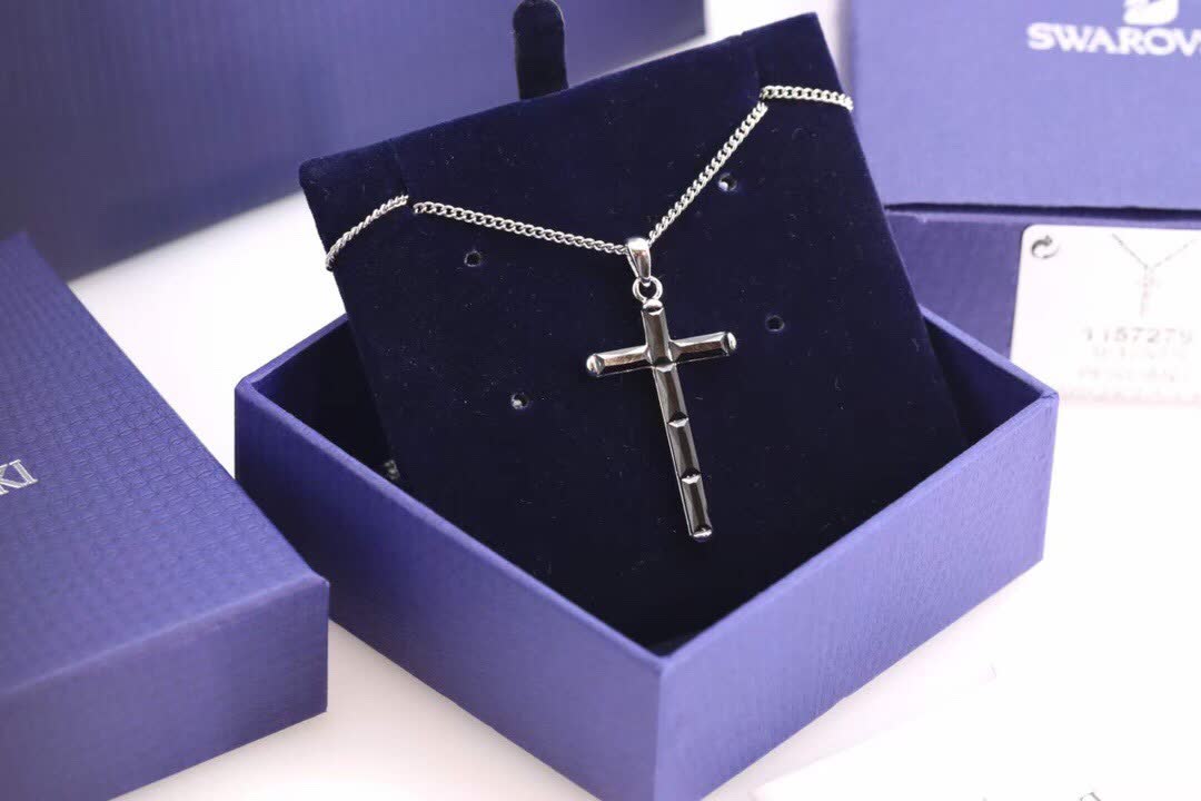 Swarovski Black Crystalline Cross Pendant Necklace