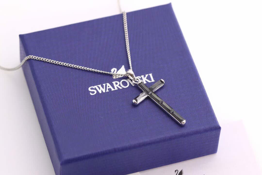 Swarovski Black Crystalline Cross Pendant Necklace
