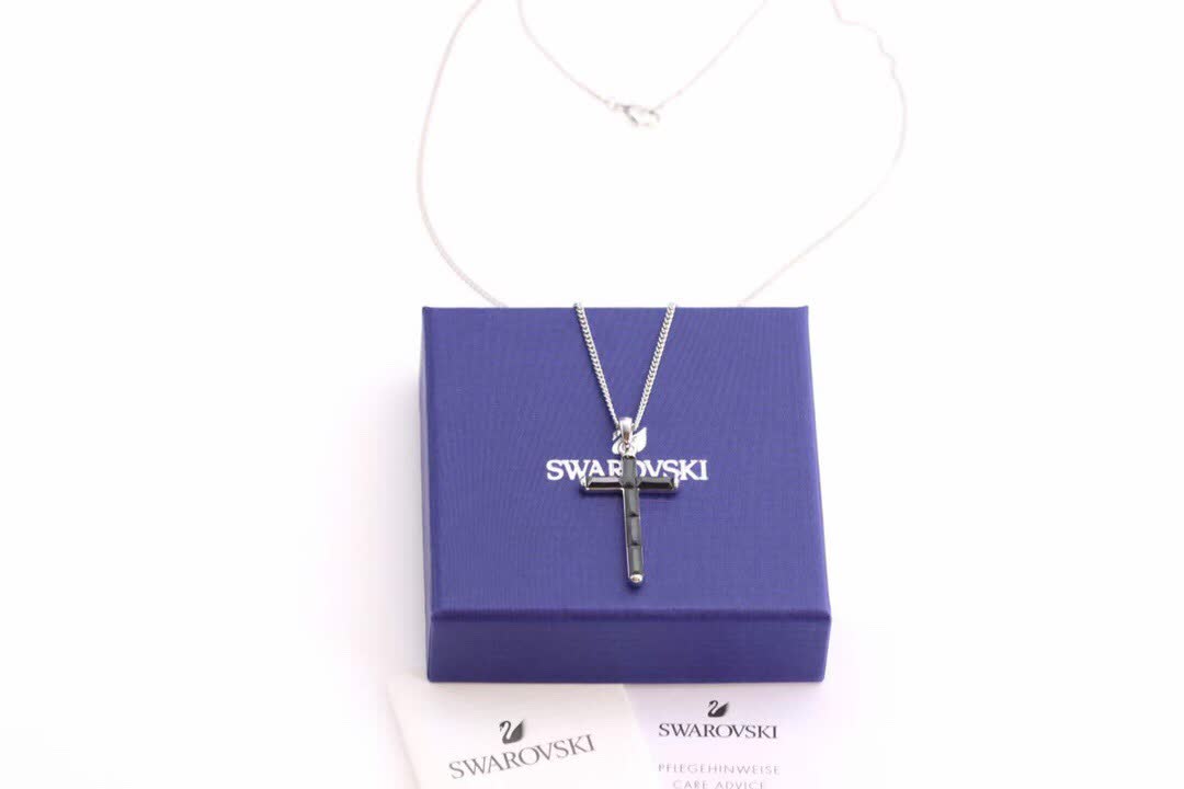 Swarovski Black Crystalline Cross Pendant Necklace