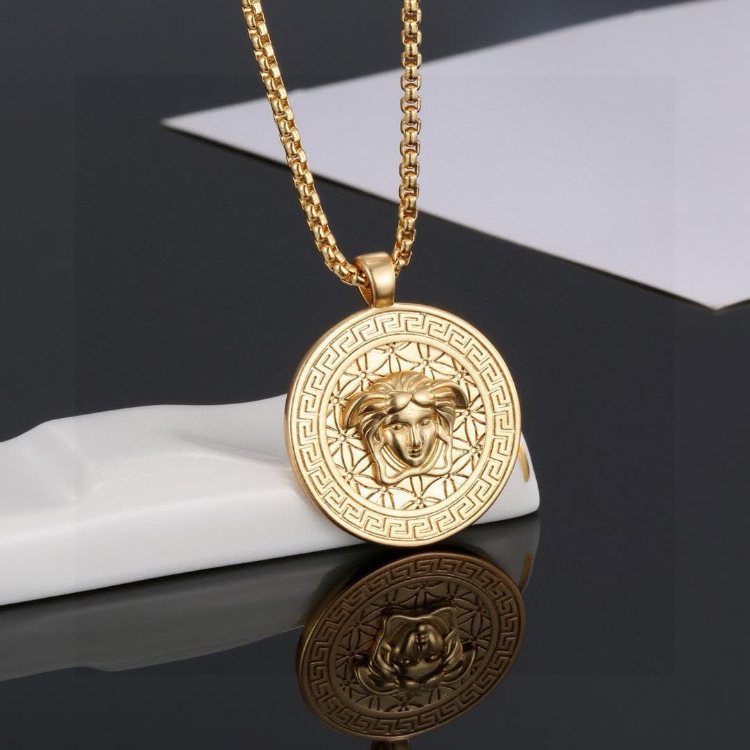 Versace Medusa Coin Pendant Necklace