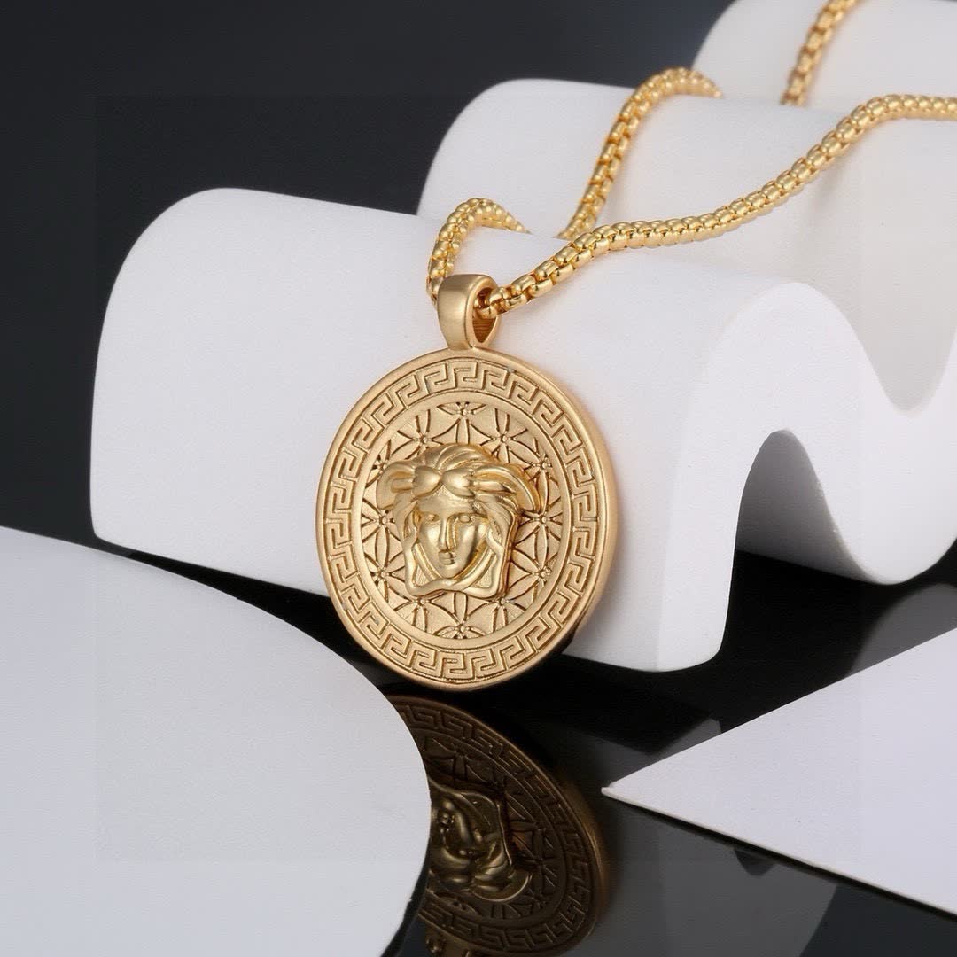 Versace Medusa Coin Pendant Necklace