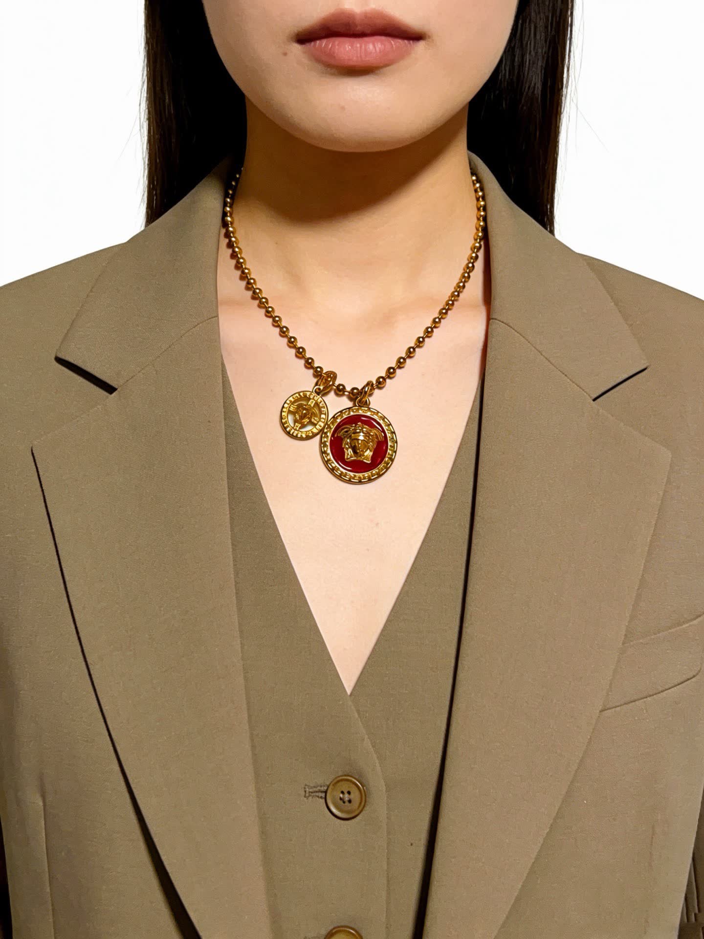 Versace Medusa Head Charm Necklace