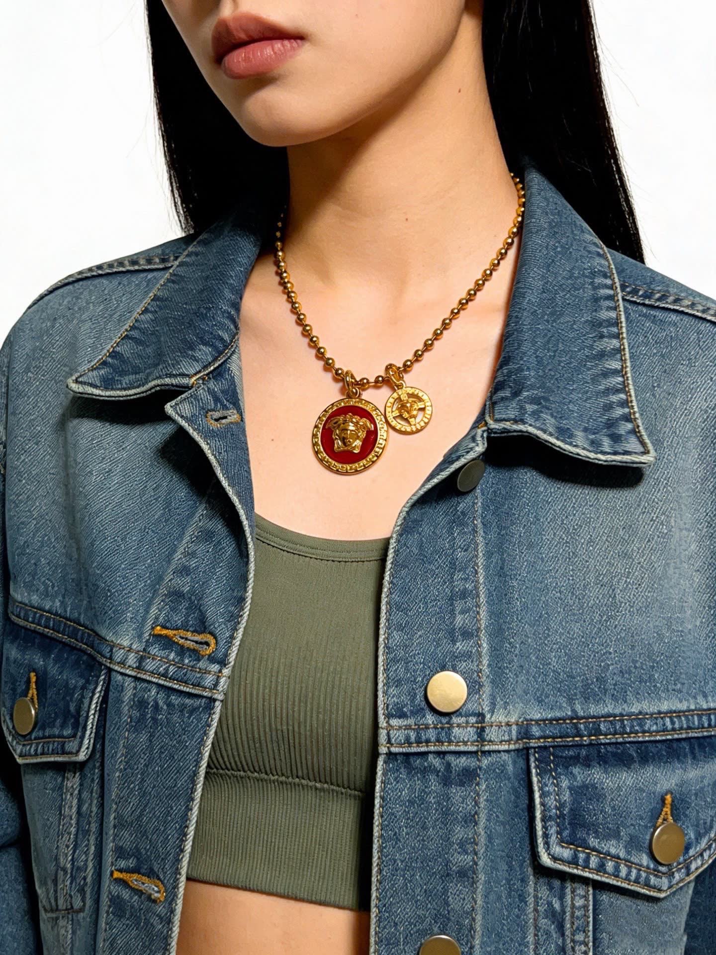 Versace Medusa Head Charm Necklace