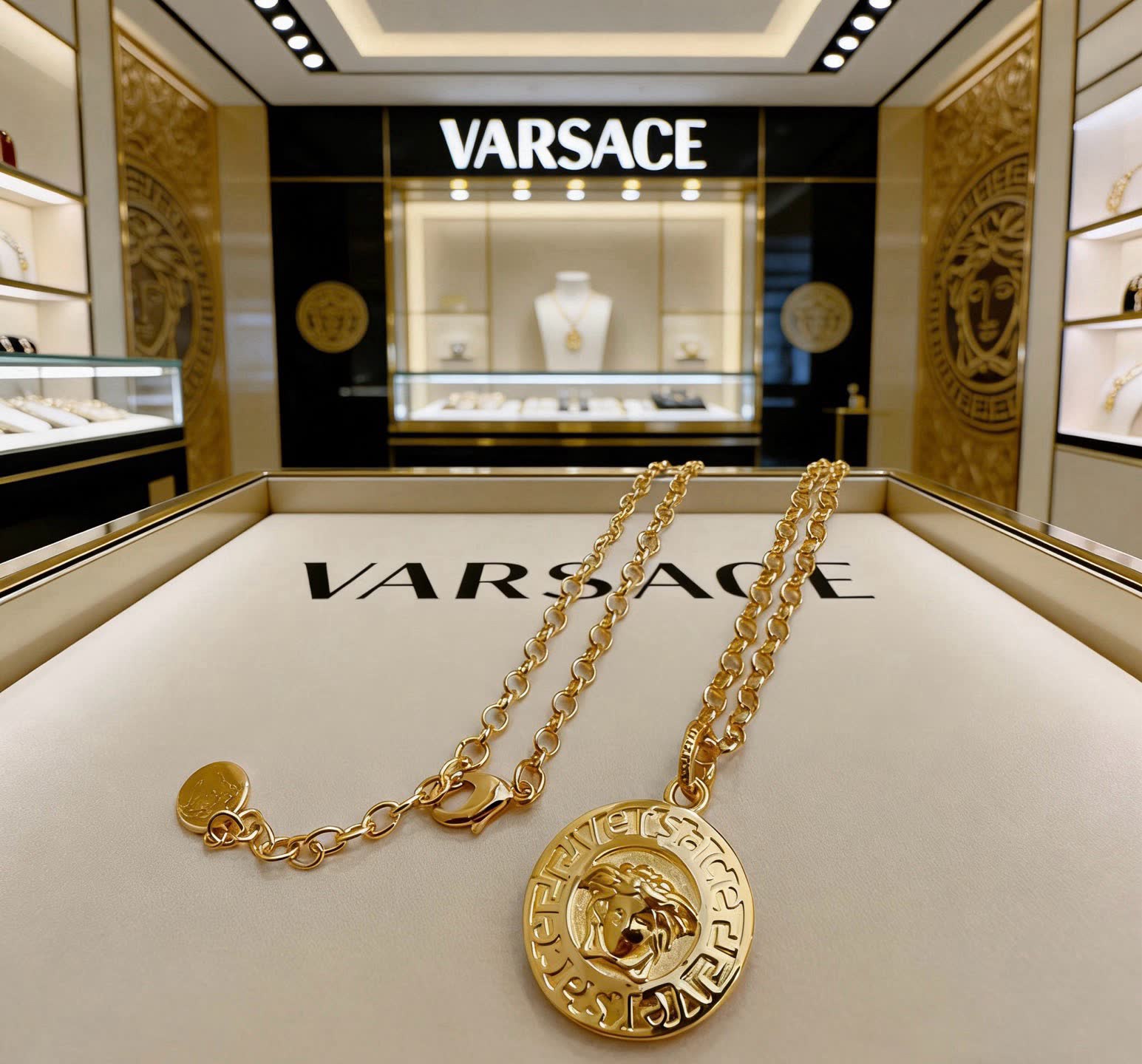 Versace Medusa Coin Pendant Necklace