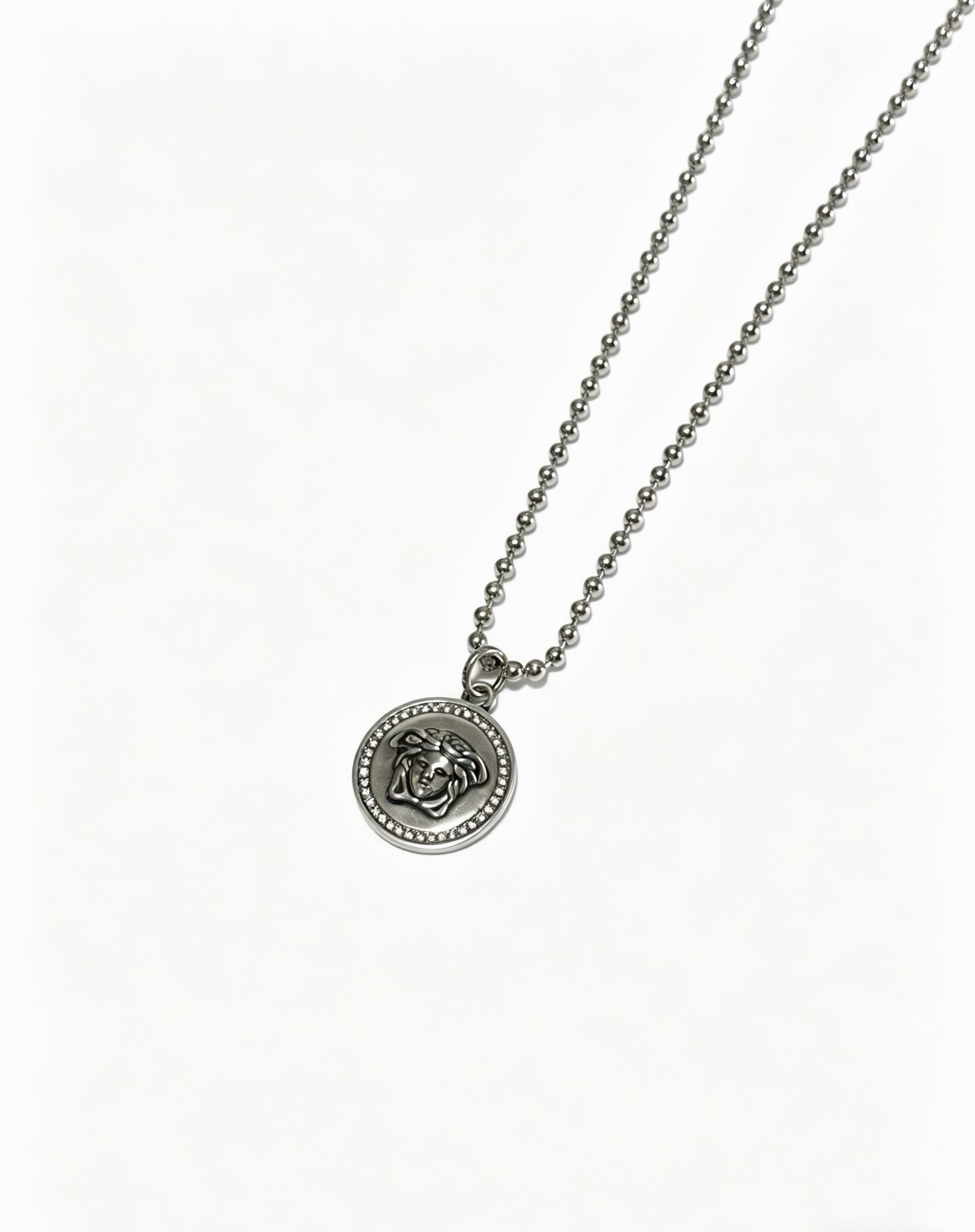 Versace Medusa Head Silver Beaded Necklace