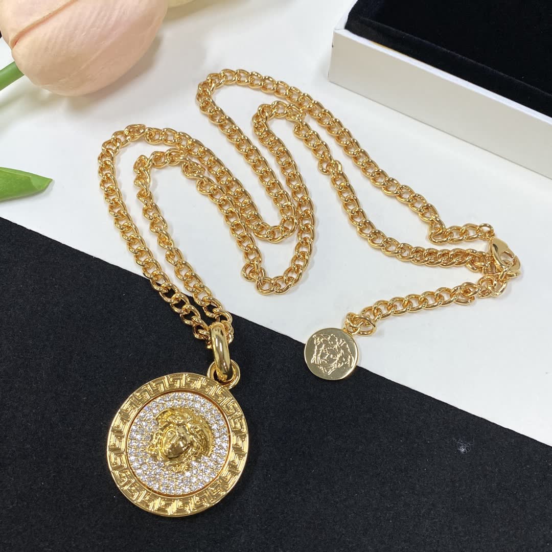 Versace Medusa Coin Pendant Necklace