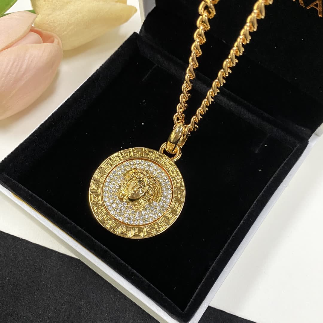 Versace Medusa Coin Pendant Necklace