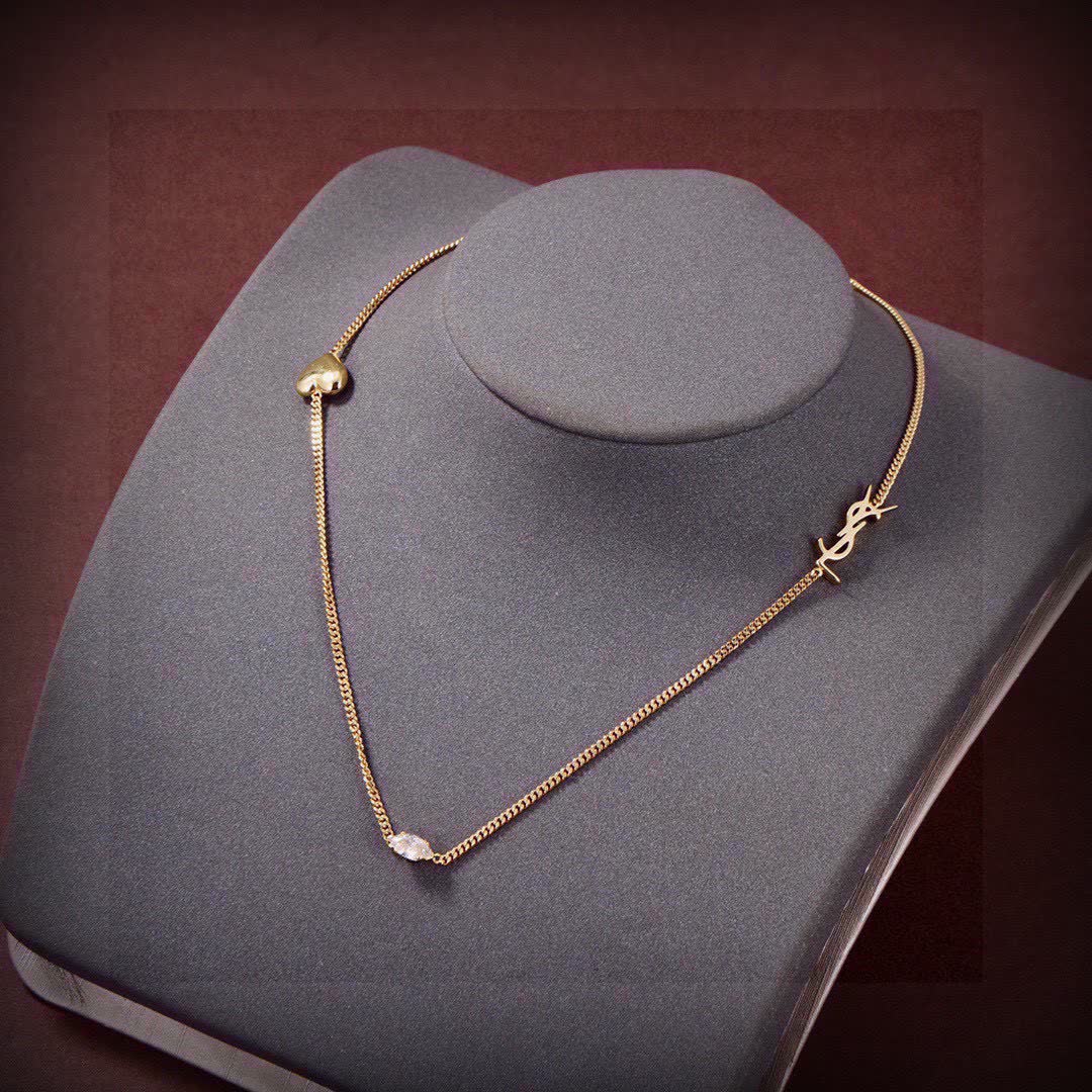 Yves Saint Laurent Gold Tone Crystal Anklet