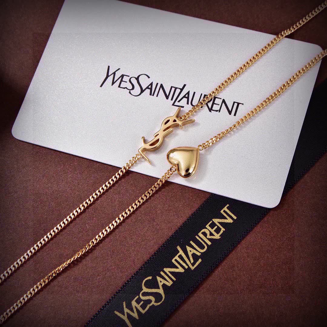Yves Saint Laurent Gold Tone Crystal Anklet