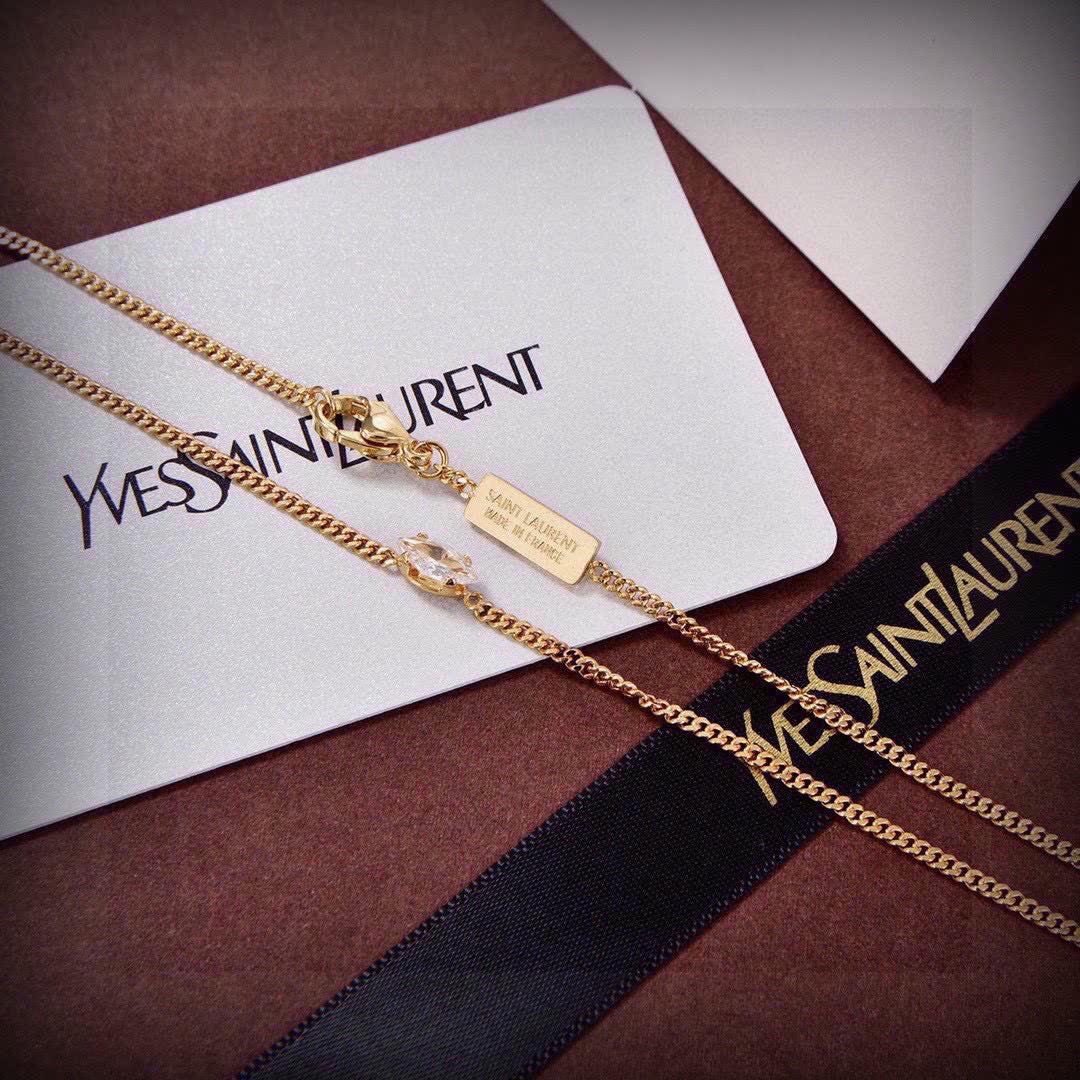 Yves Saint Laurent Gold Tone Crystal Anklet