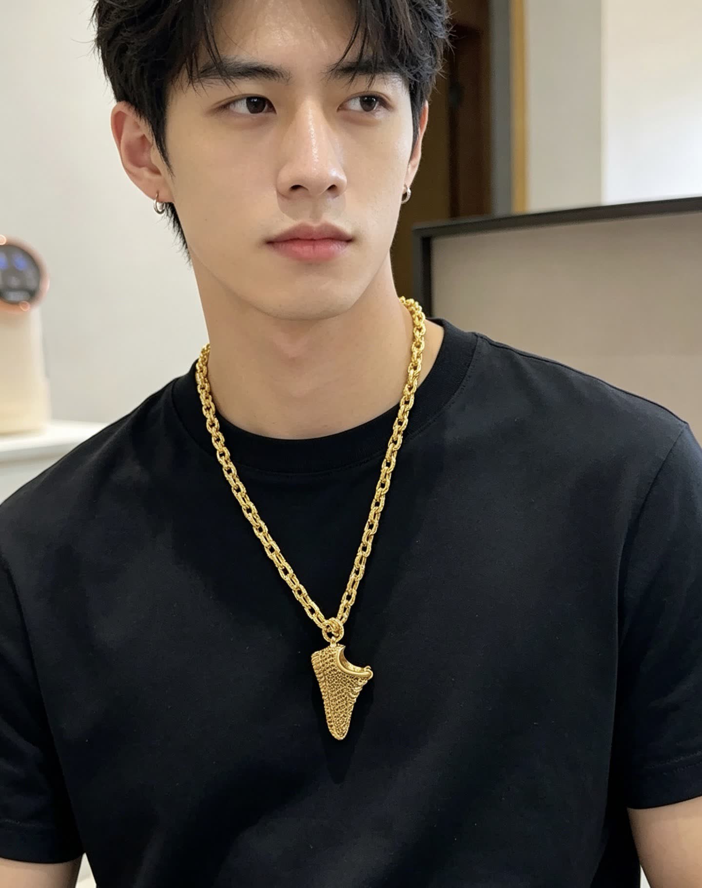 YSL Gold Chain with Horn Pendant