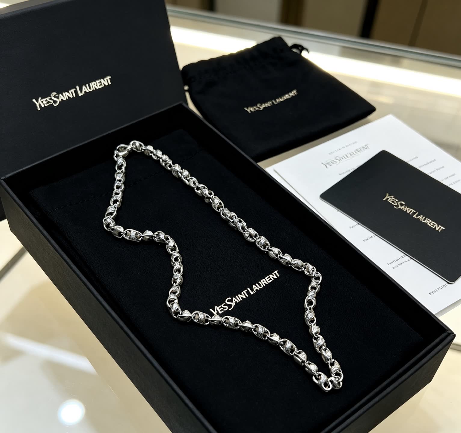 YSL Yves Saint Laurent Silver Chain Necklace