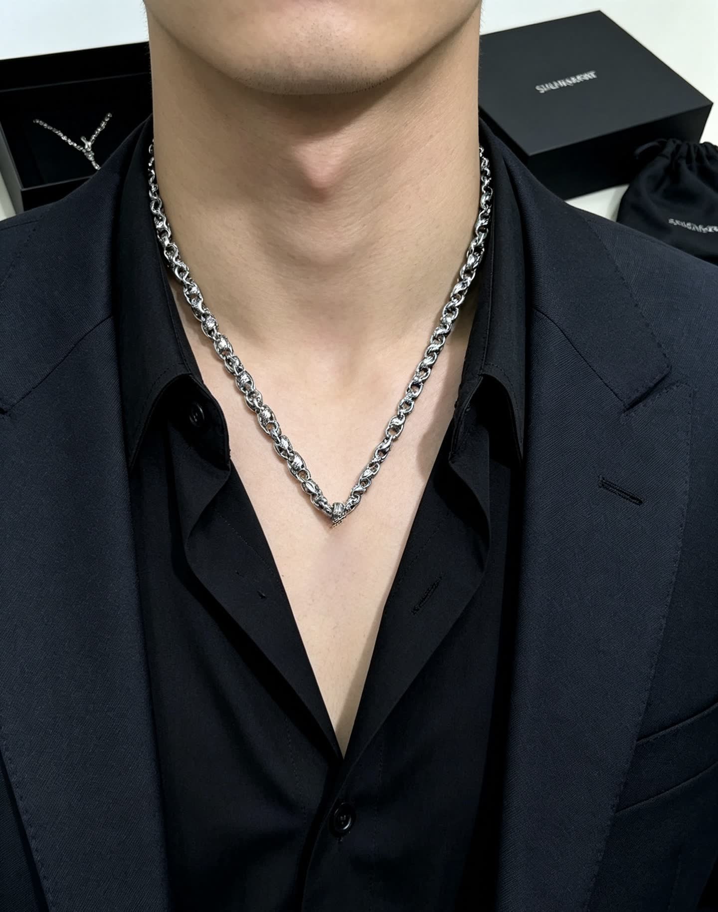 YSL Yves Saint Laurent Silver Chain Necklace