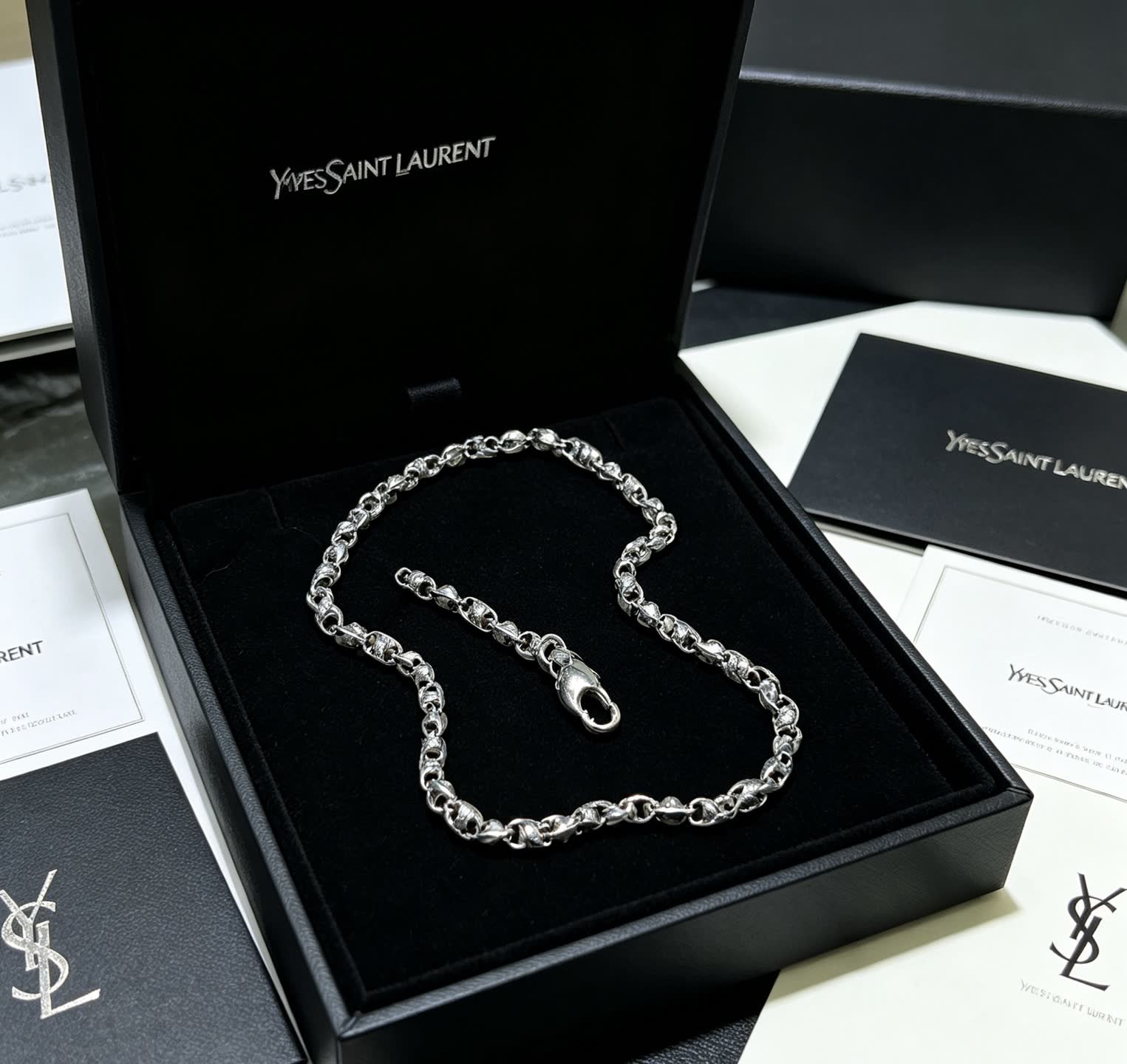 YSL Yves Saint Laurent Silver Chain Necklace
