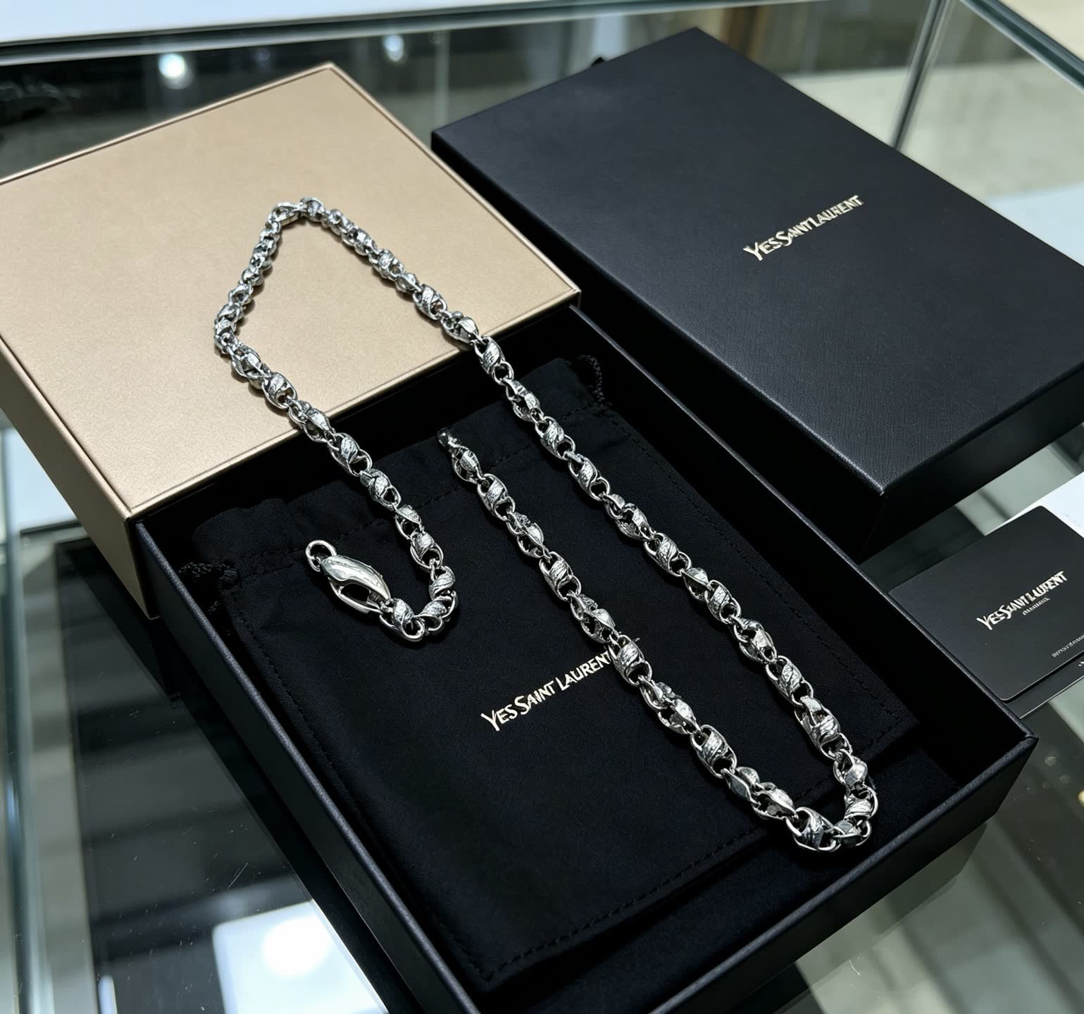 YSL Yves Saint Laurent Silver Chain Necklace