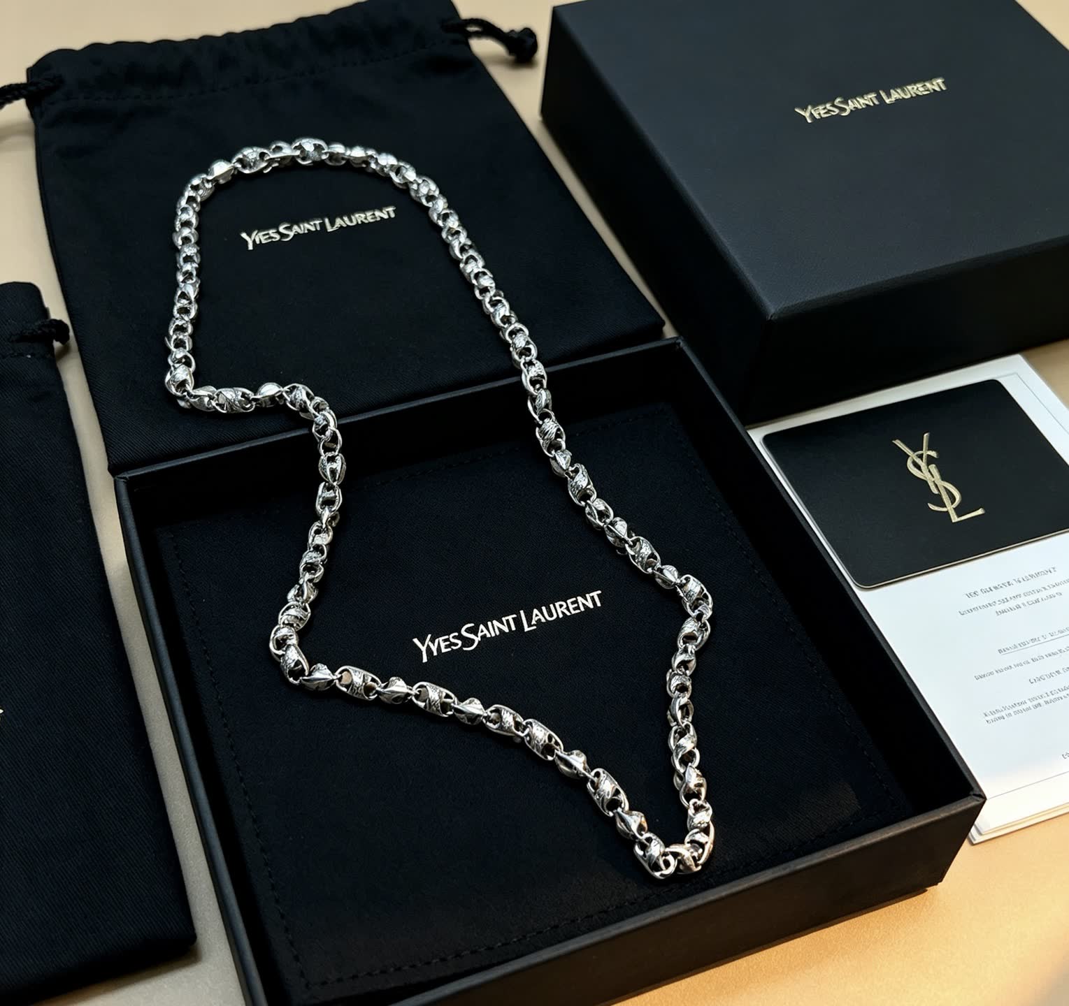 YSL Yves Saint Laurent Silver Chain Necklace