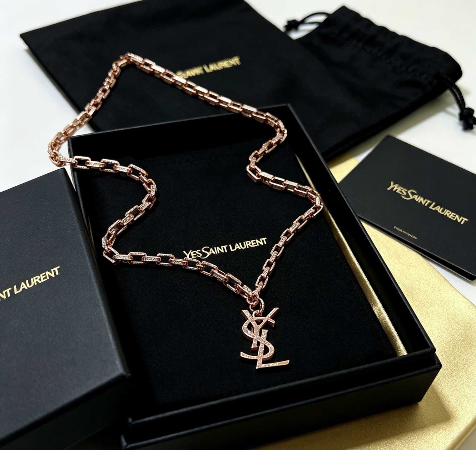 YSL Saint Laurent Logo Necklace