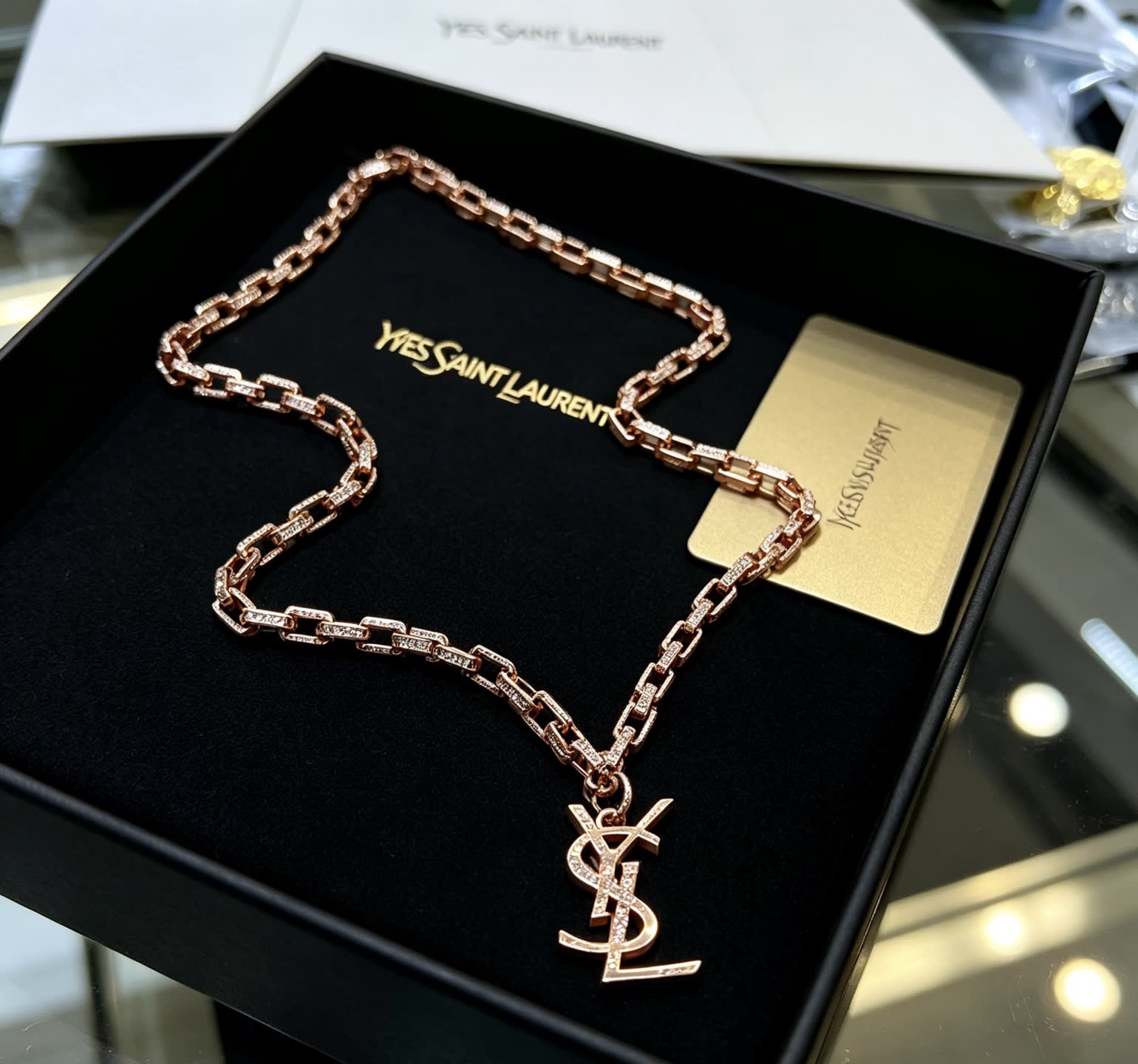 YSL Saint Laurent Logo Necklace