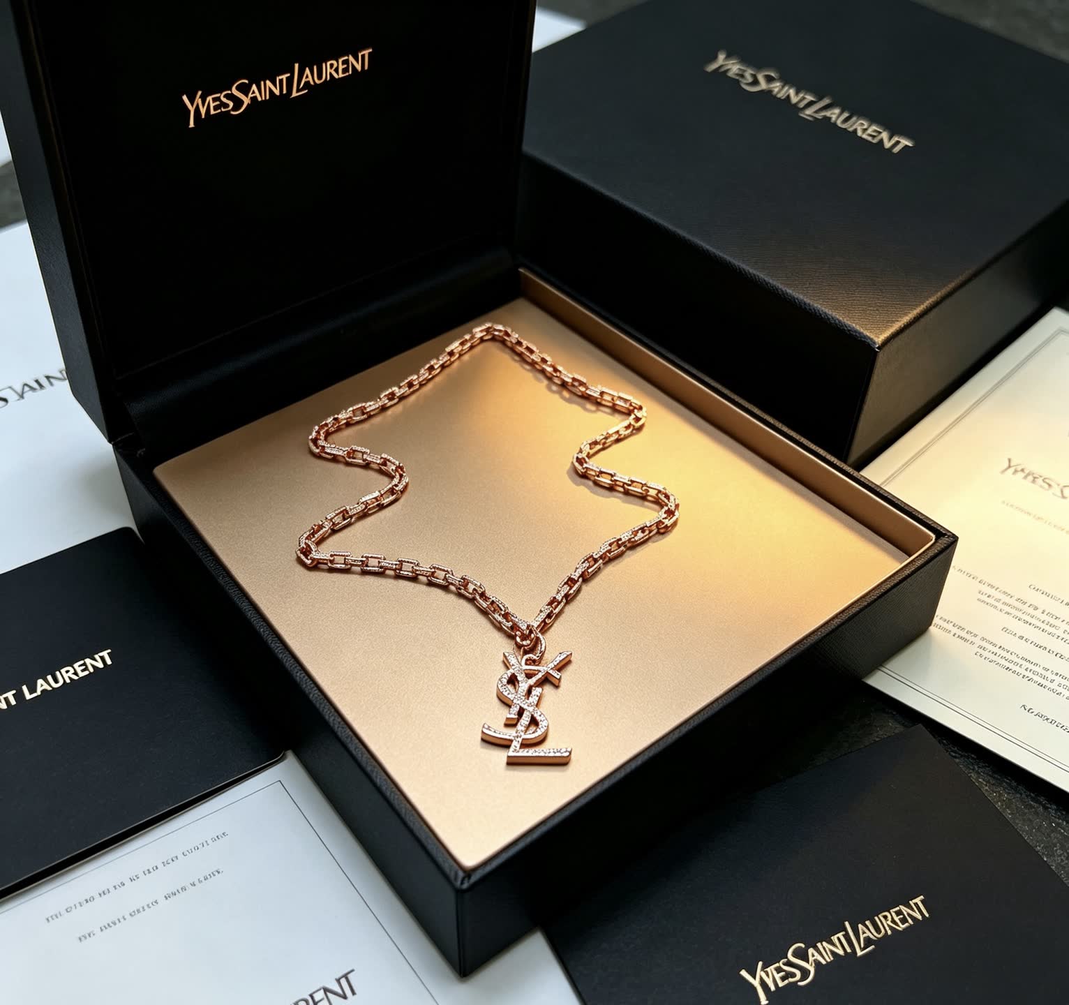 YSL Saint Laurent Logo Necklace