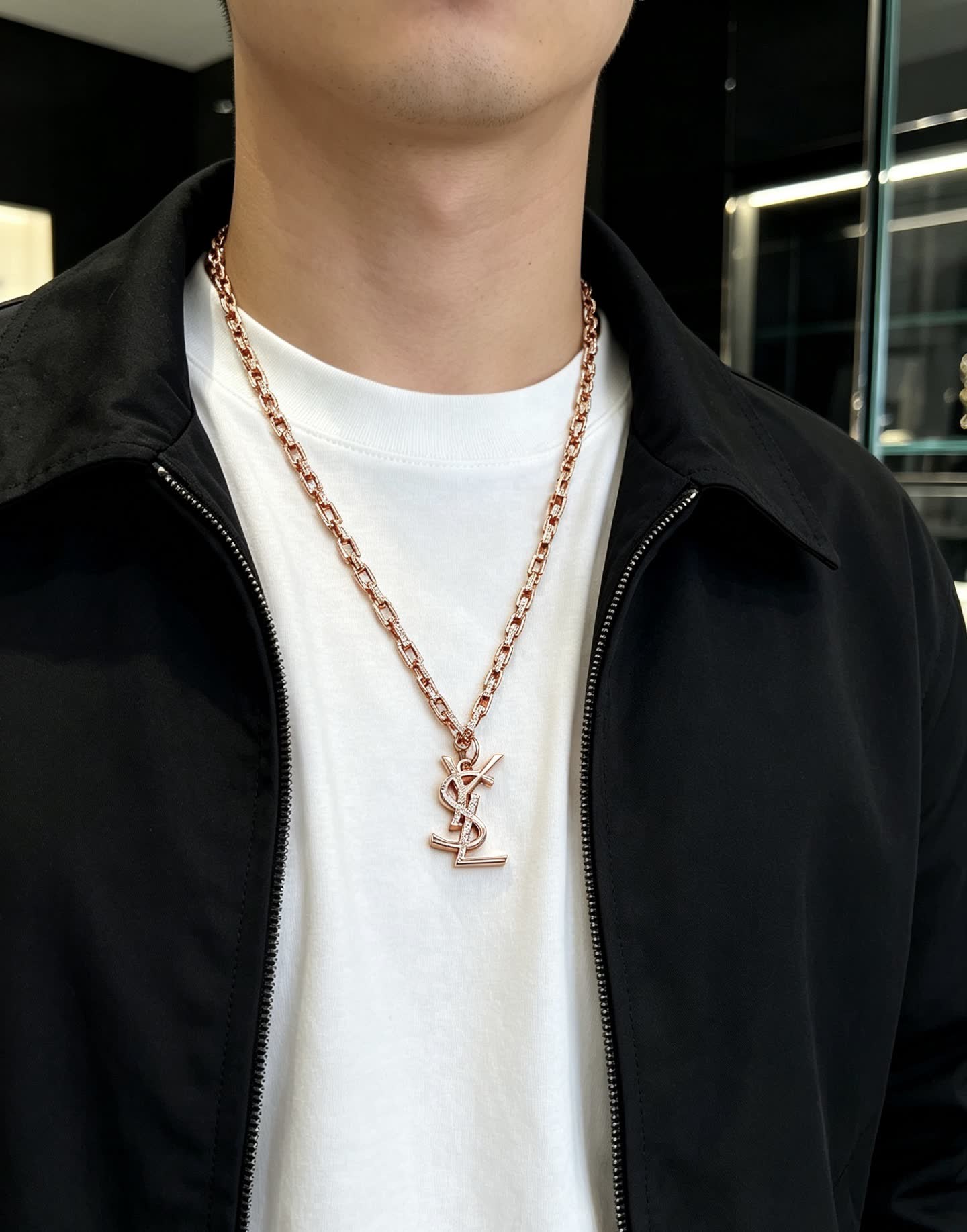 YSL Saint Laurent Logo Necklace