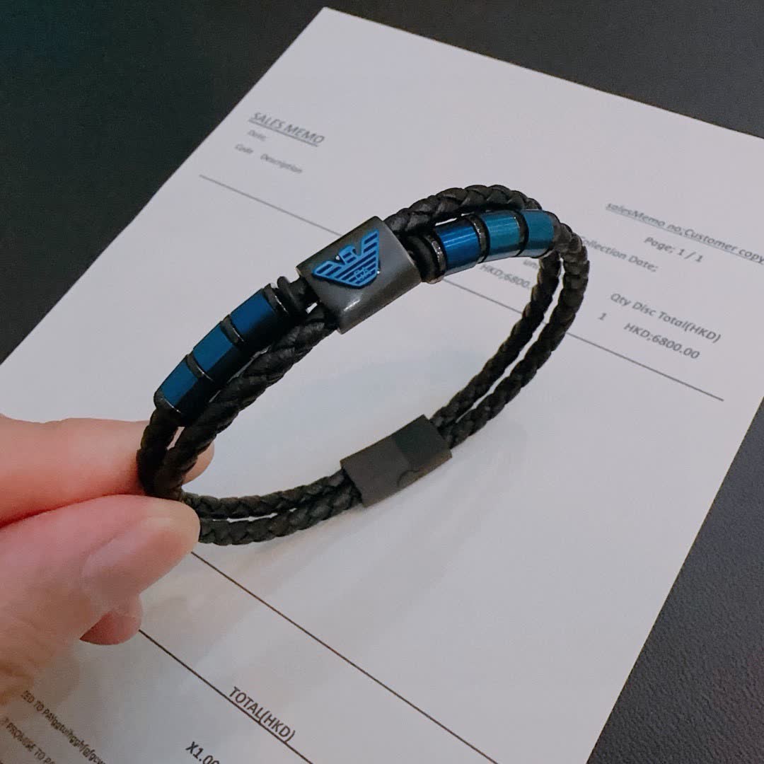 Emporio Armani Men's Leather Bracelet Emporio Armani Men's Leather Bracelet