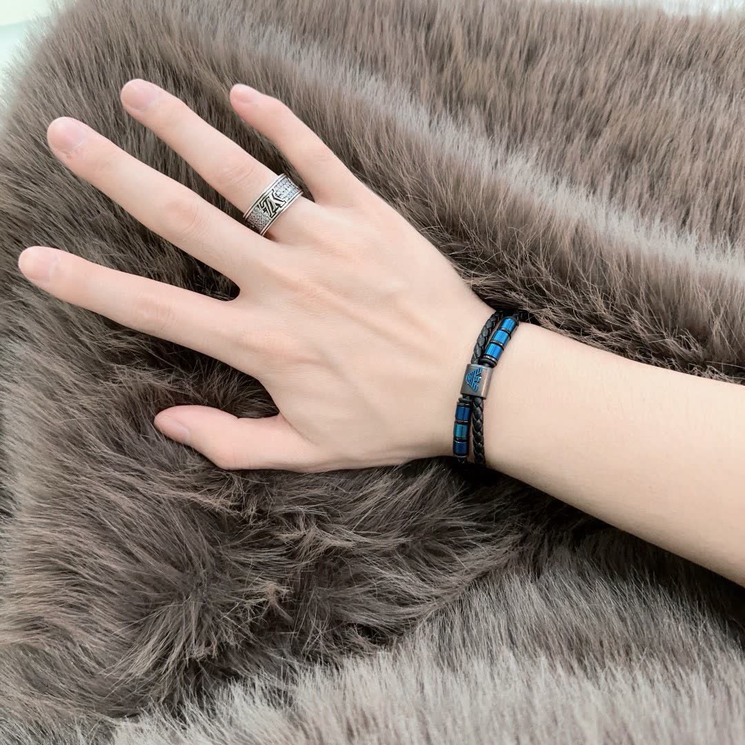 Emporio Armani Men's Leather Bracelet
