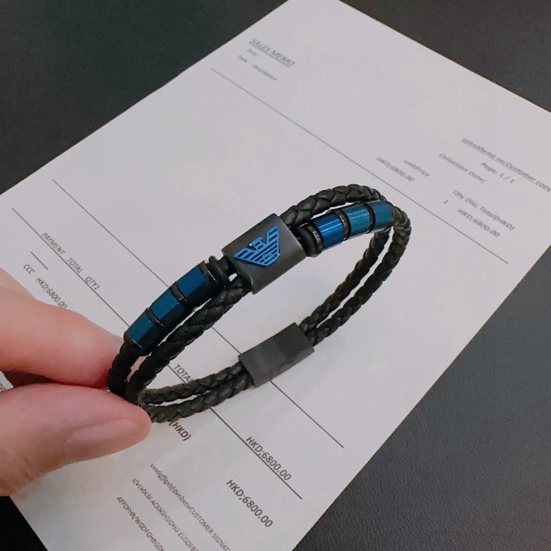 Emporio Armani Men's Leather Bracelet