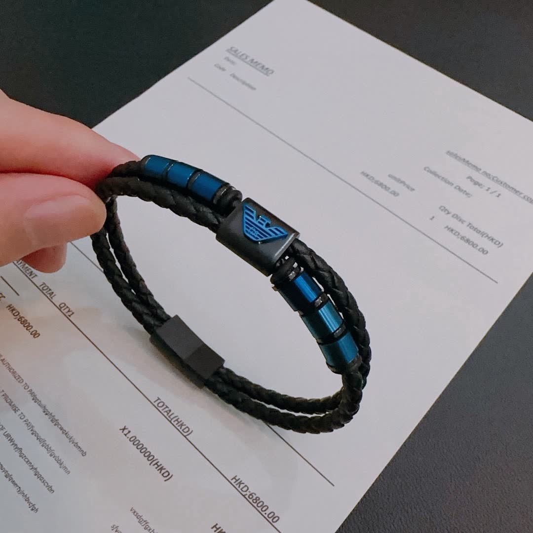 Emporio Armani Men's Leather Bracelet