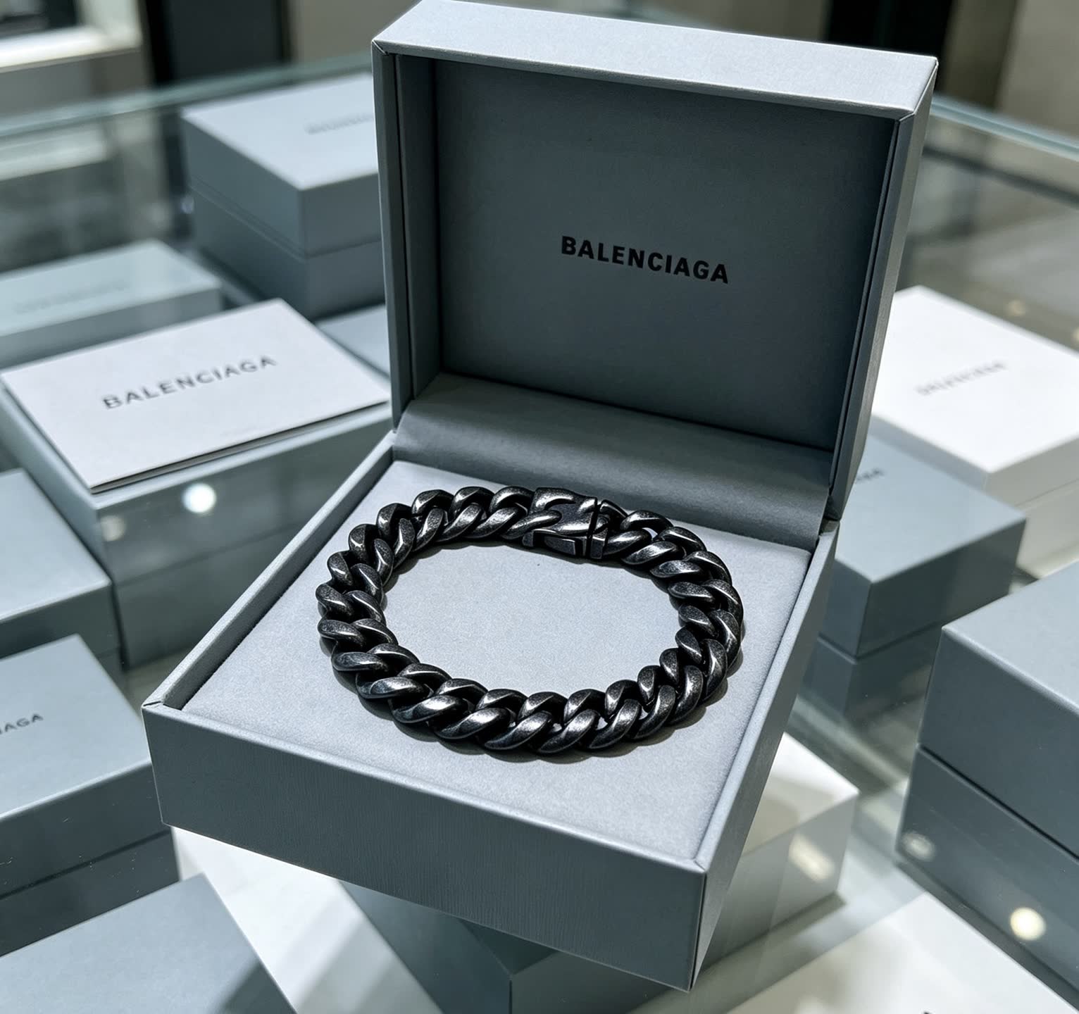 Balenciaga Men's Black Chain Bracelet