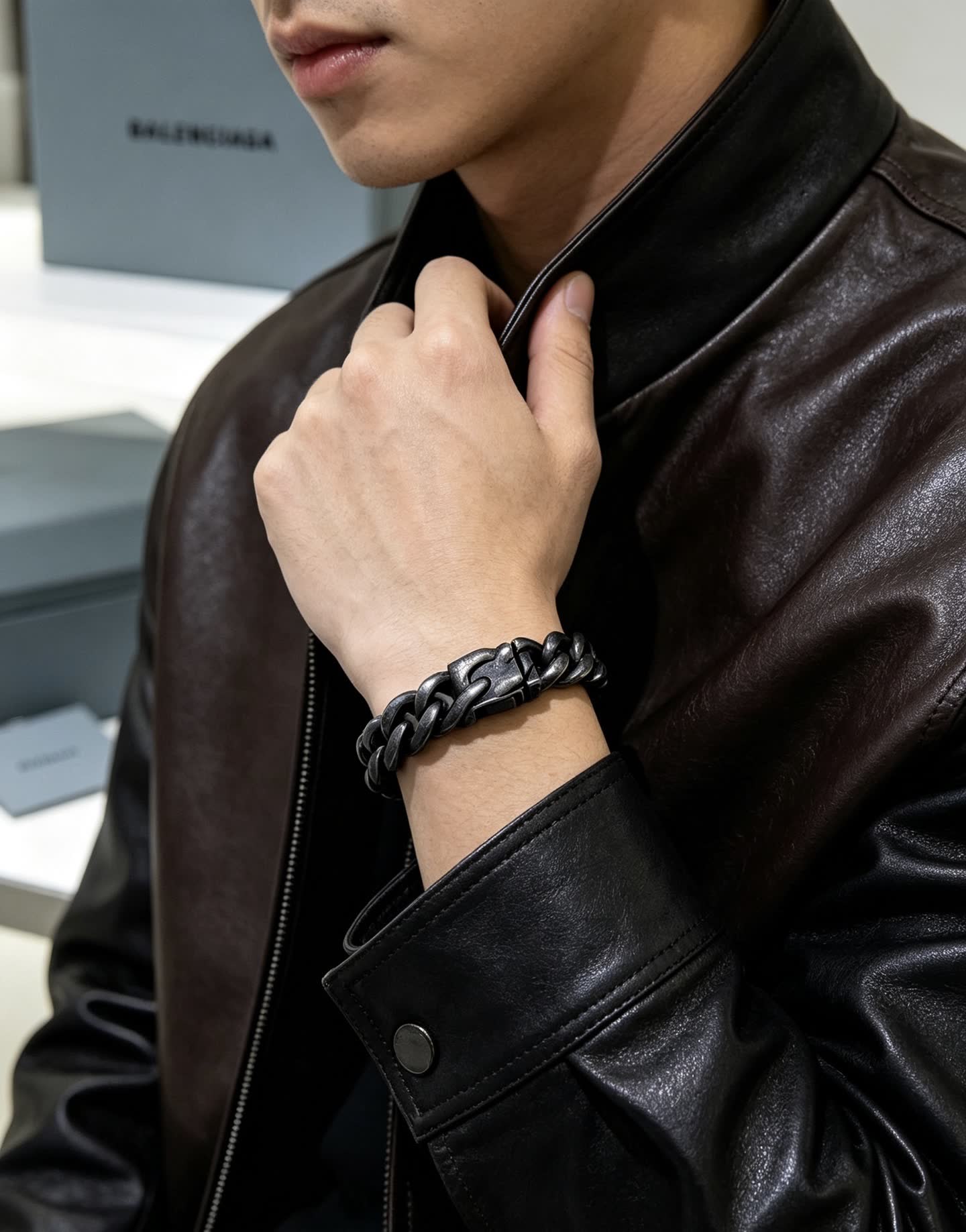 Balenciaga Men's Black Chain Bracelet