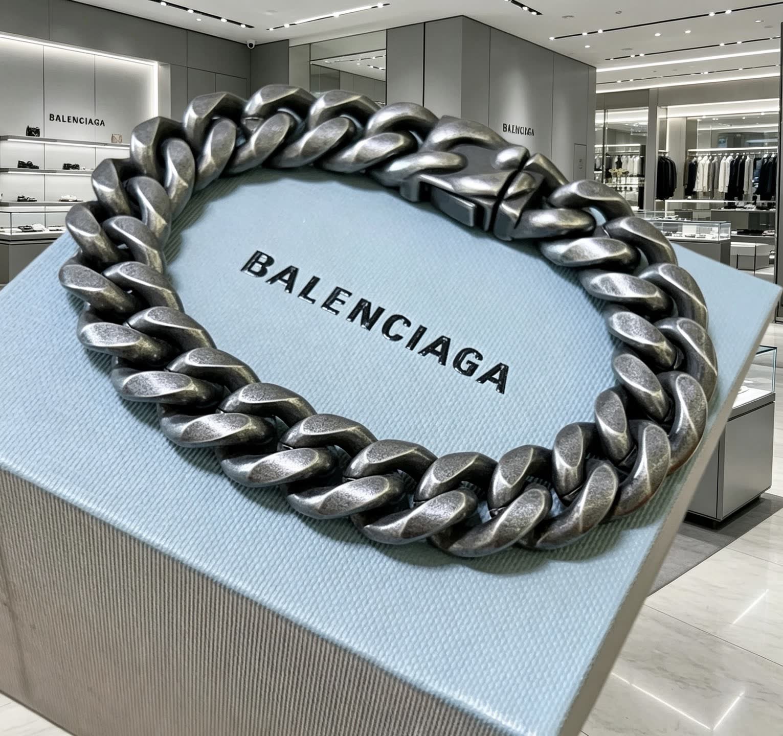 Balenciaga Men's Black Chain Bracelet