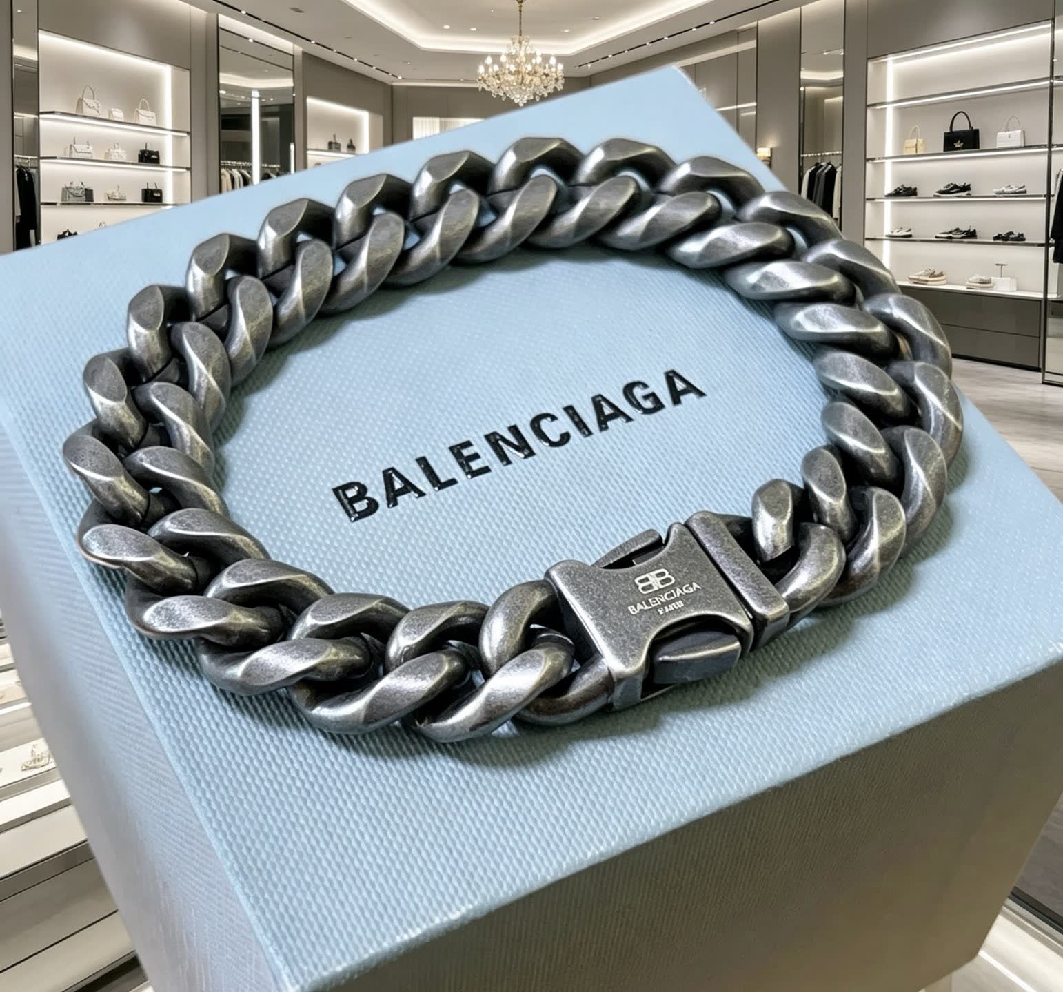 Balenciaga Men's Black Chain Bracelet
