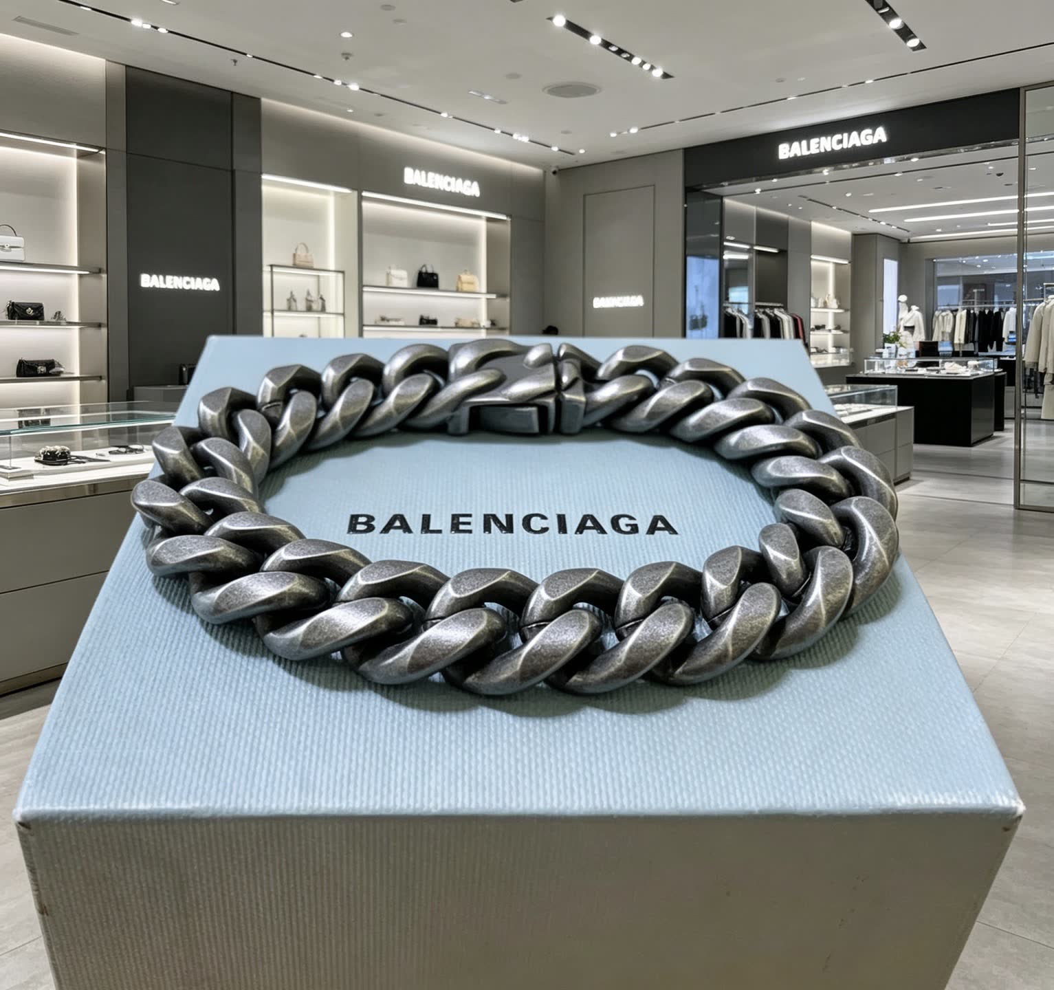 Balenciaga Men's Black Chain Bracelet