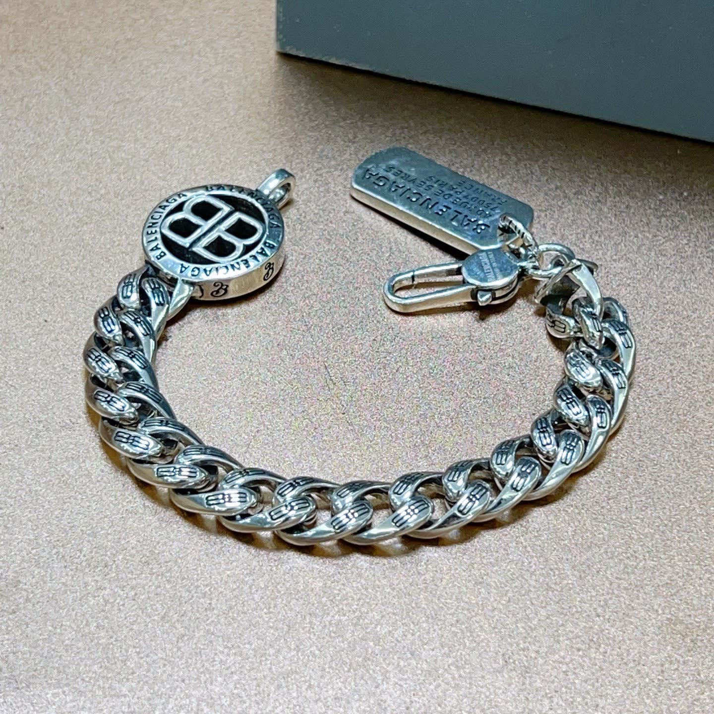 Balenciaga Silver Tone Chain Bracelet