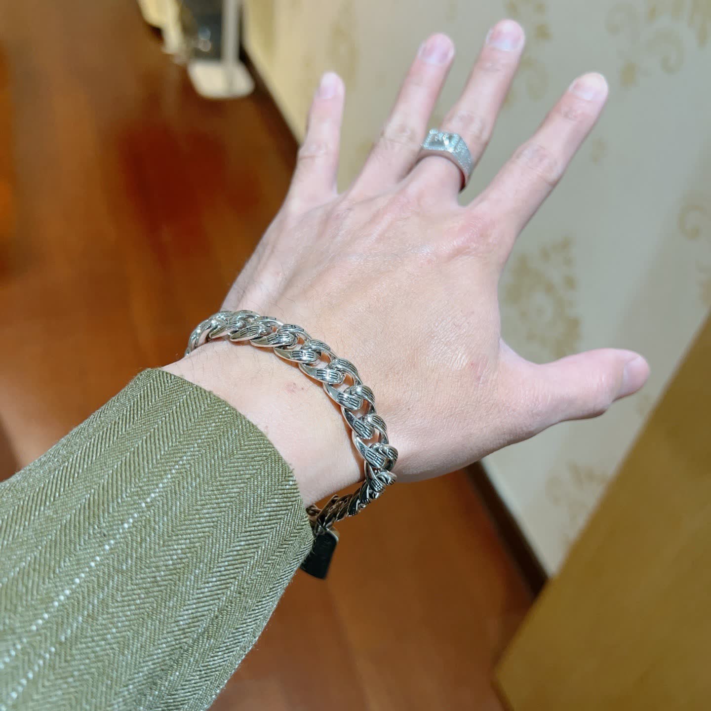 Balenciaga Silver Tone Chain Bracelet