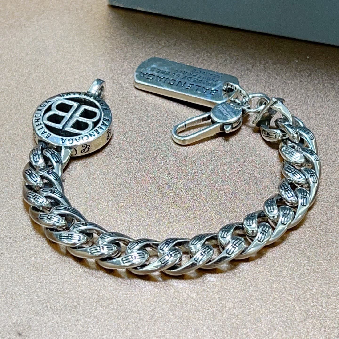 Balenciaga Silver Tone Chain Bracelet