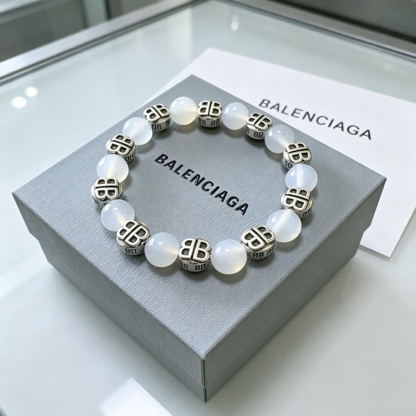 Balenciaga White Bead Bracelet