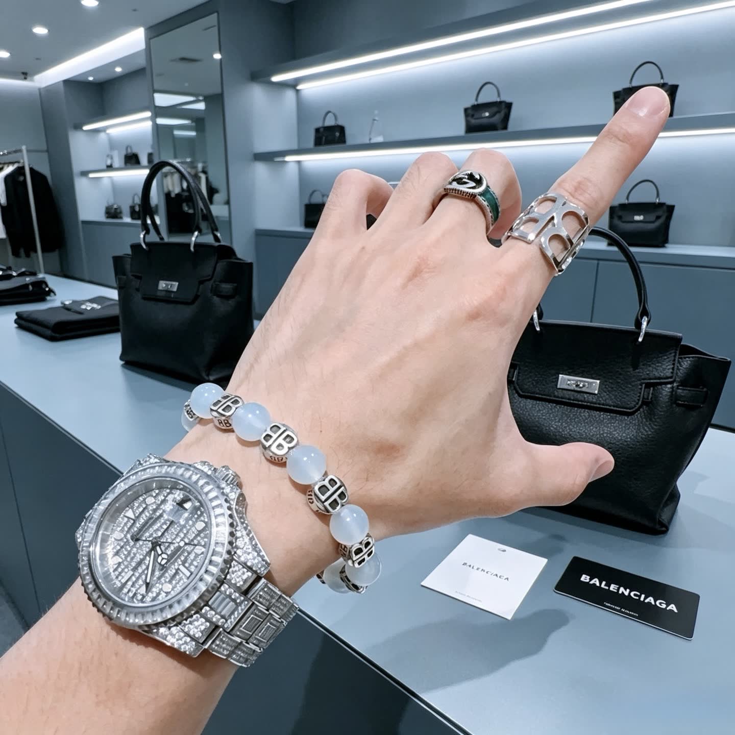 Balenciaga White Bead Bracelet