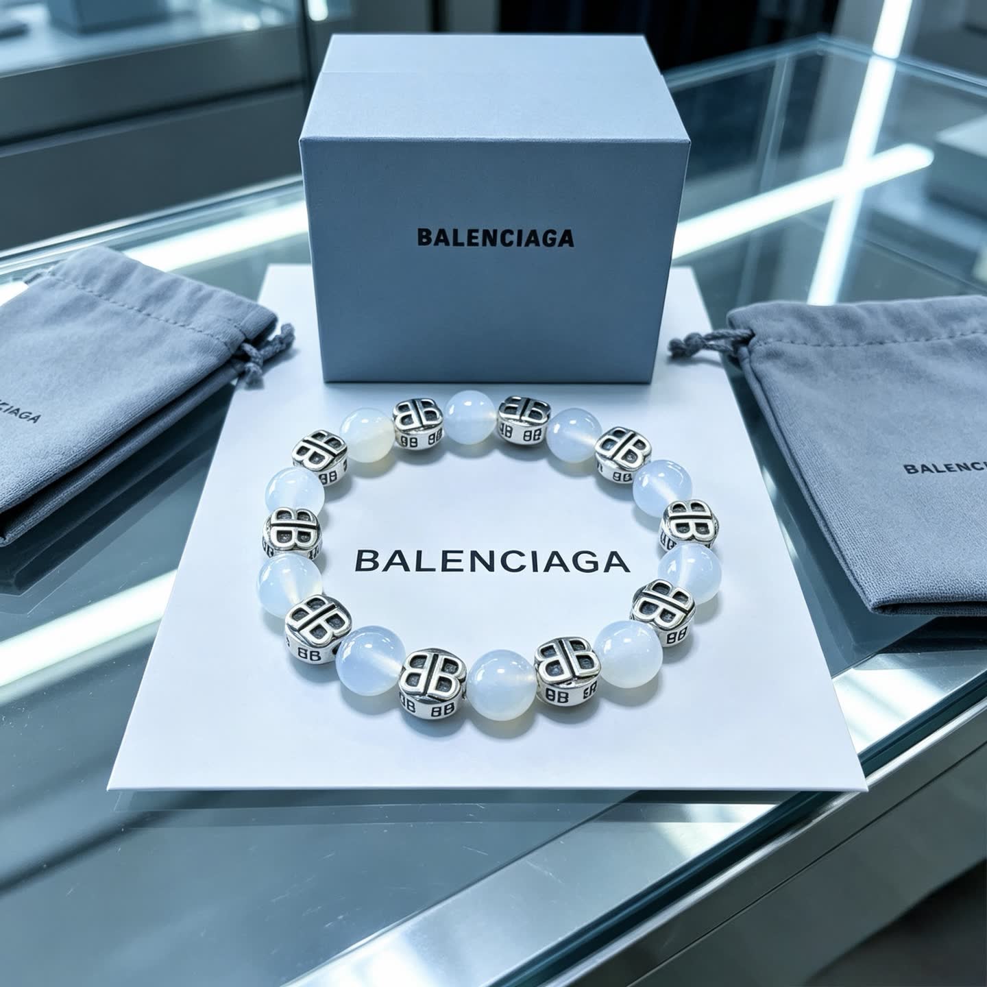 Balenciaga White Bead Bracelet