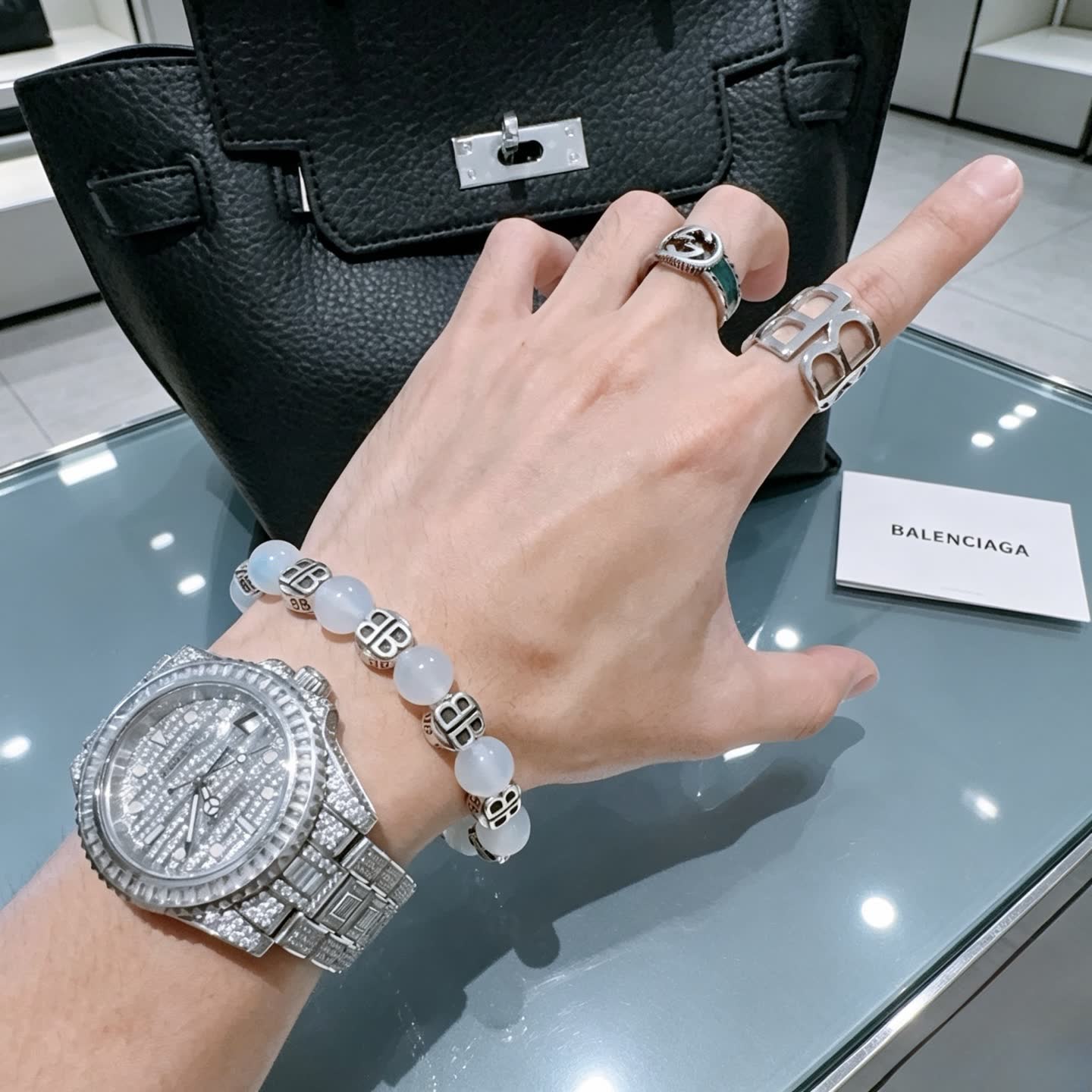 Balenciaga White Bead Bracelet